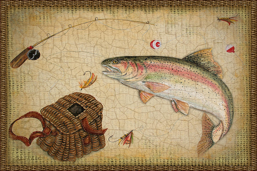 Rainbow Trout-Basket Weave Painting by Jean Plout