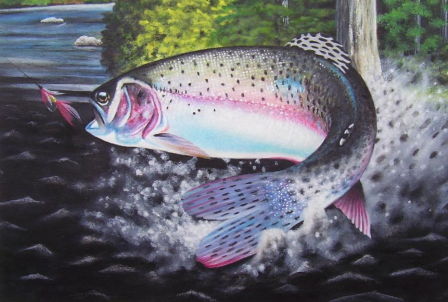 Rainbow Trout Painting by Robert Aakre Fine Art America