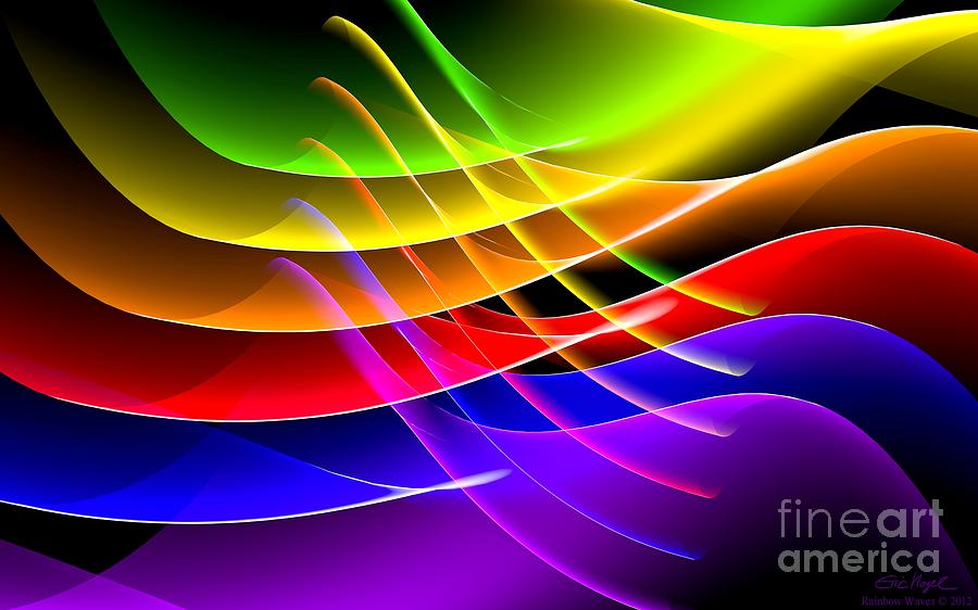 Abstract Digital Art - Rainbow Waves by Eric Nagel