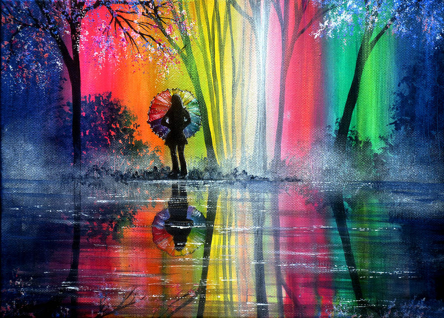 Sunset Painting - Rainbow Wish by Ann Marie Bone