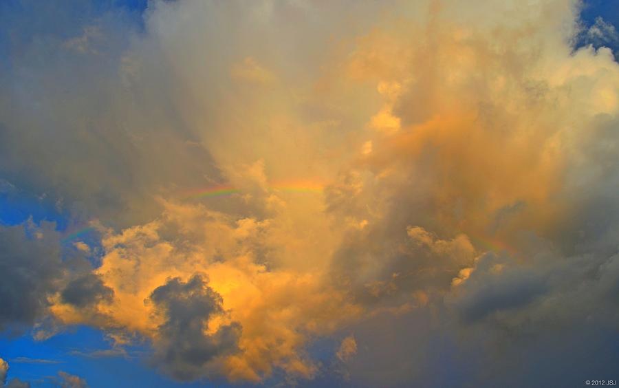 Rainbow with Sunrise Colors over Pensacola Beach Photograph by Jeff at JSJ Photography
