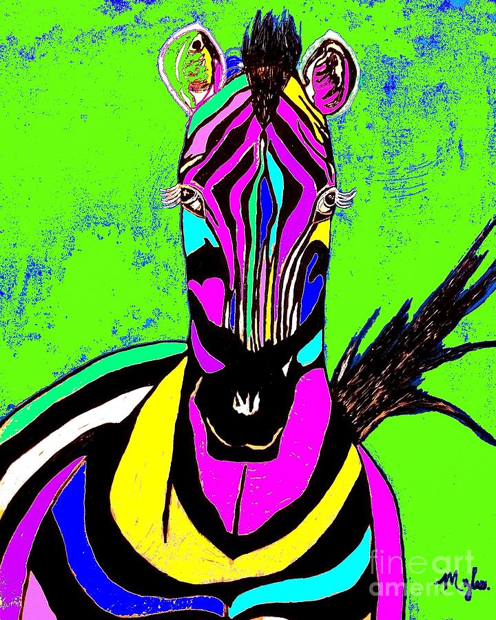 Rainbow Zebra 2 Abstract Painting by Saundra Myles