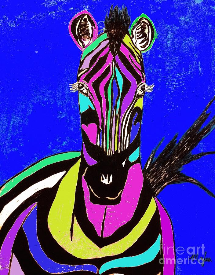 Rainbow Zebra Abstract 1 Painting by Saundra Myles