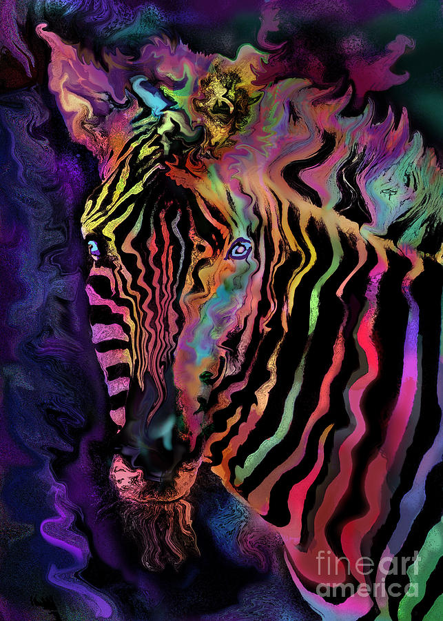 Jungle Digital Art - Rainbow Zebra by MGL Meiklejohn Graphics Licensing