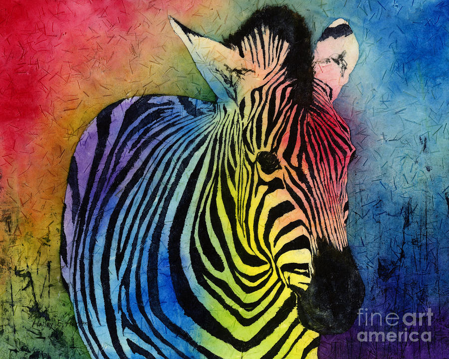Zebra Painting - Rainbow Zebra by Hailey E Herrera