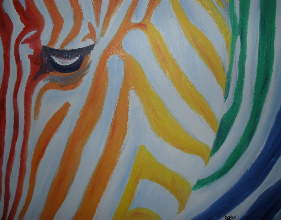 Wildlife Painting - Rainbow Zebra by Scott Dokey