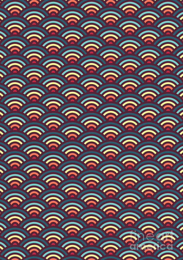 Abstract Digital Art - Rainbowaves Pattern Dark by Freshinkstain