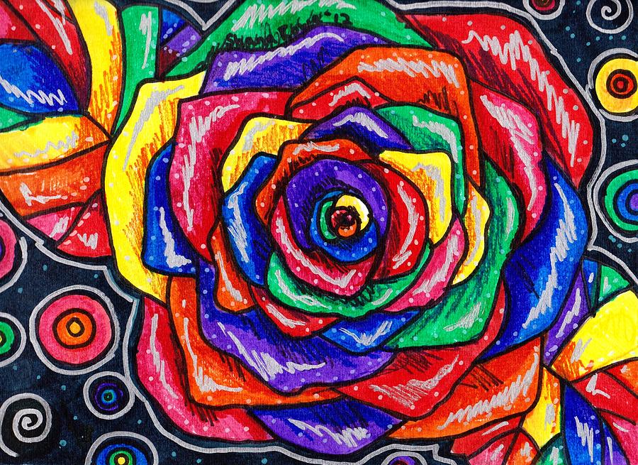 Rainbows and Roses Drawing by Shana Rowe Jackson