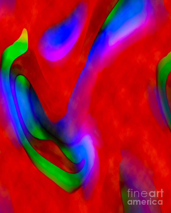 Abstract Digital Art - Rainbows in Red by Gayle Price Thomas