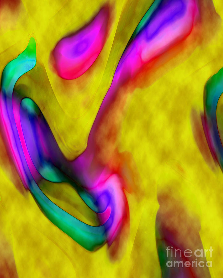 Abstract Digital Art - Rainbows In Yellow by Gayle Price Thomas