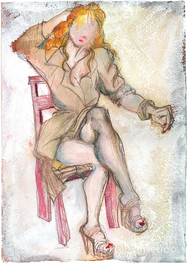 Raincoat Girl Painting by Carolyn Weltman