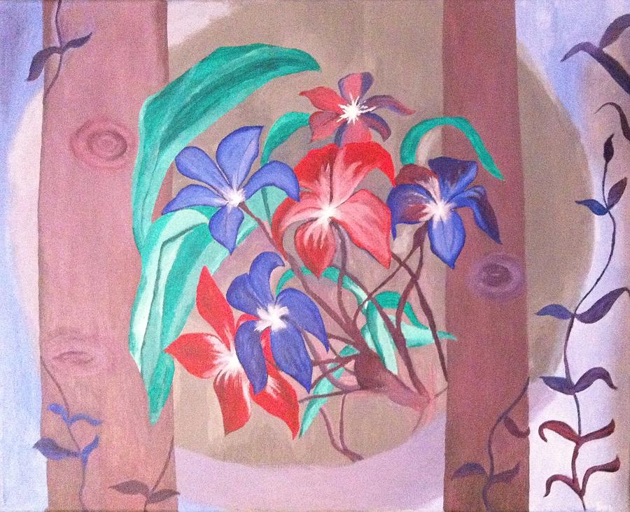 Flower Painting - Rainforest flowers by Manju Ganna