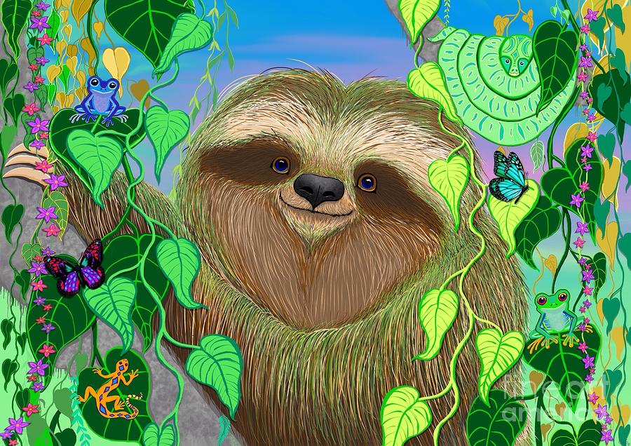 Rain Forest Sloth Painting by Nick Gustafson