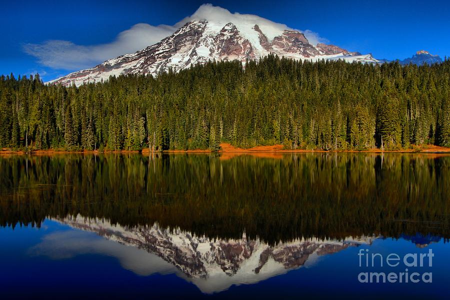 Rainier In Reflection Lake Photograph by Adam Jewell