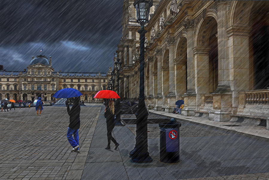 Louvre Pyrography - Raining Cats And Dogs by Pascal Desvignes