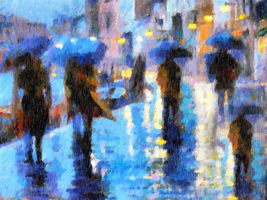 Abstract Painting - Raining In Italy Abstract Realism by Georgiana Romanovna