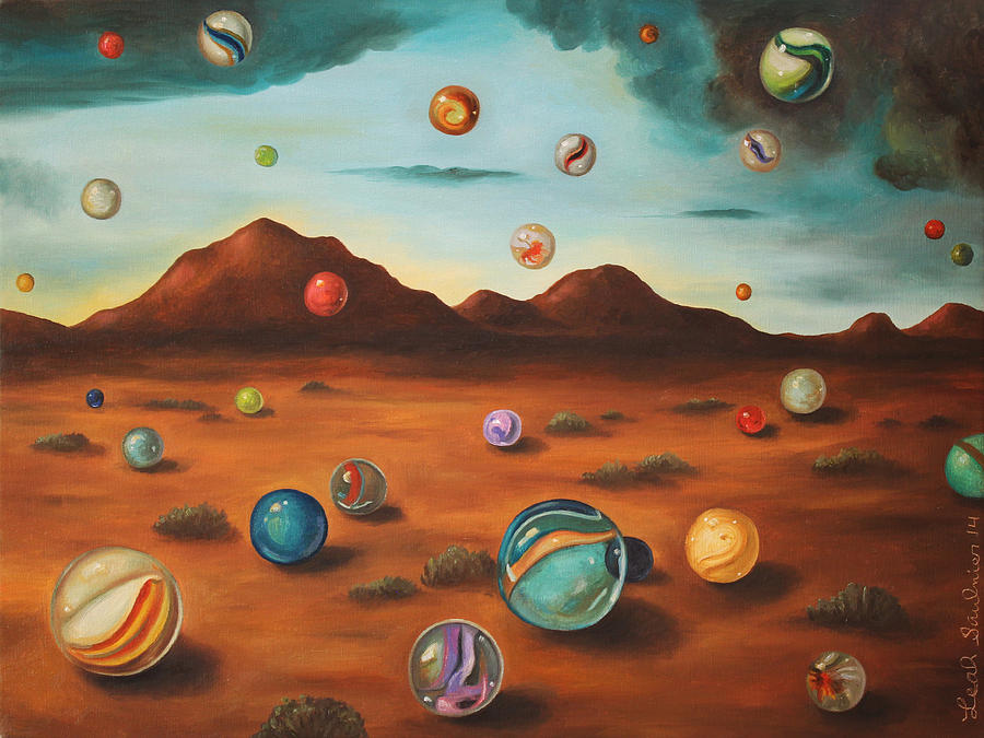 Surrealism Painting - Raining Marbles by Leah Saulnier The Painting Maniac