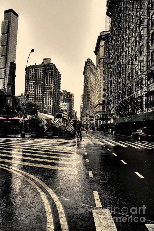 Broadway Photograph - Raining on Flatiron by David Bearden