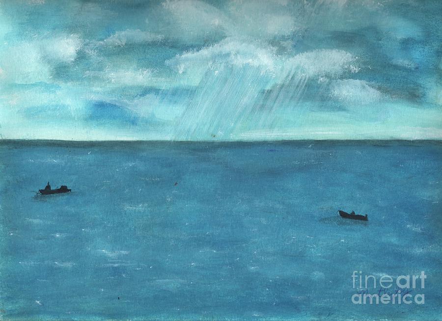 Raining On The Caribbean  Painting by Myrtle Joy