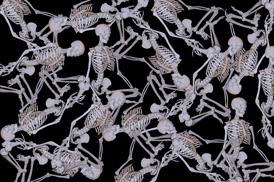 Skeleton Digital Art - Raining Skeletons by Betsy Knapp
