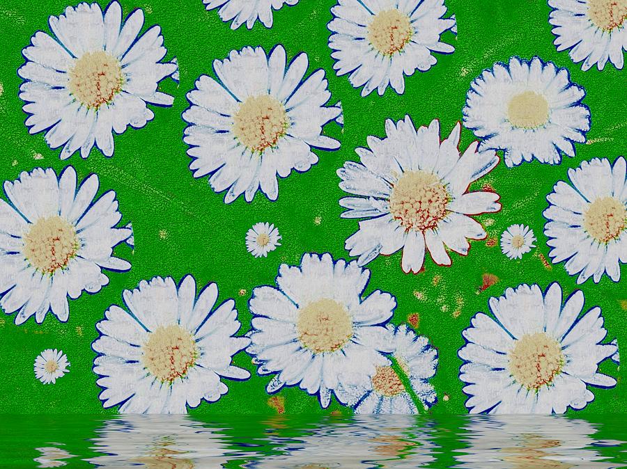 Nature Mixed Media - Raining White Flower Power by Pepita Selles