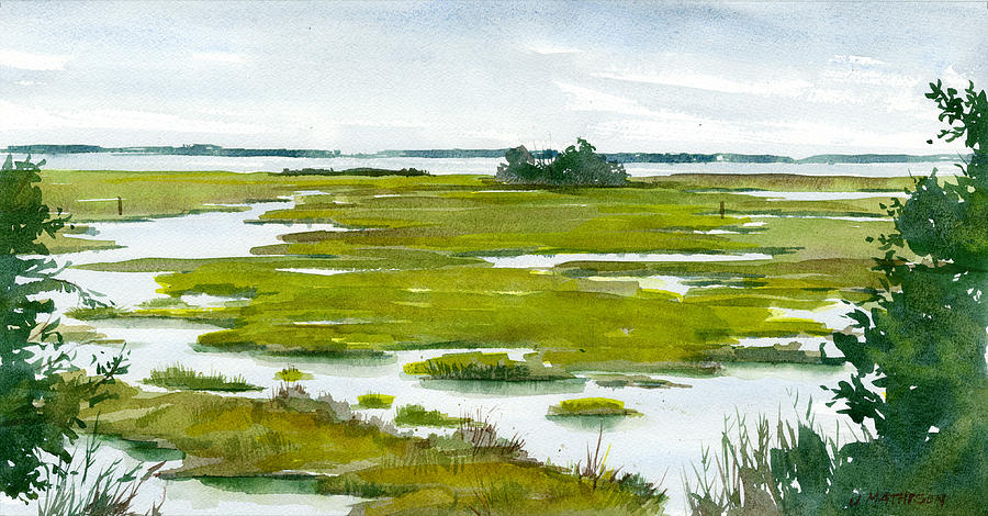 Rains End on the Marsh Painting by Jeff Mathison