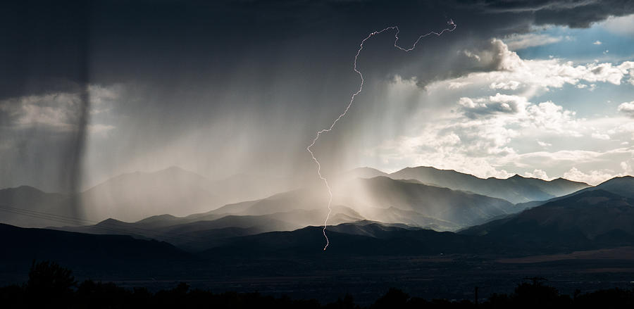 Rainshower Lightning Bolt Photograph by Christopher Broste