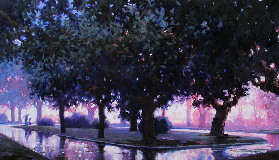 Tree Painting - Rainy Boulevard by Kevin Leveque