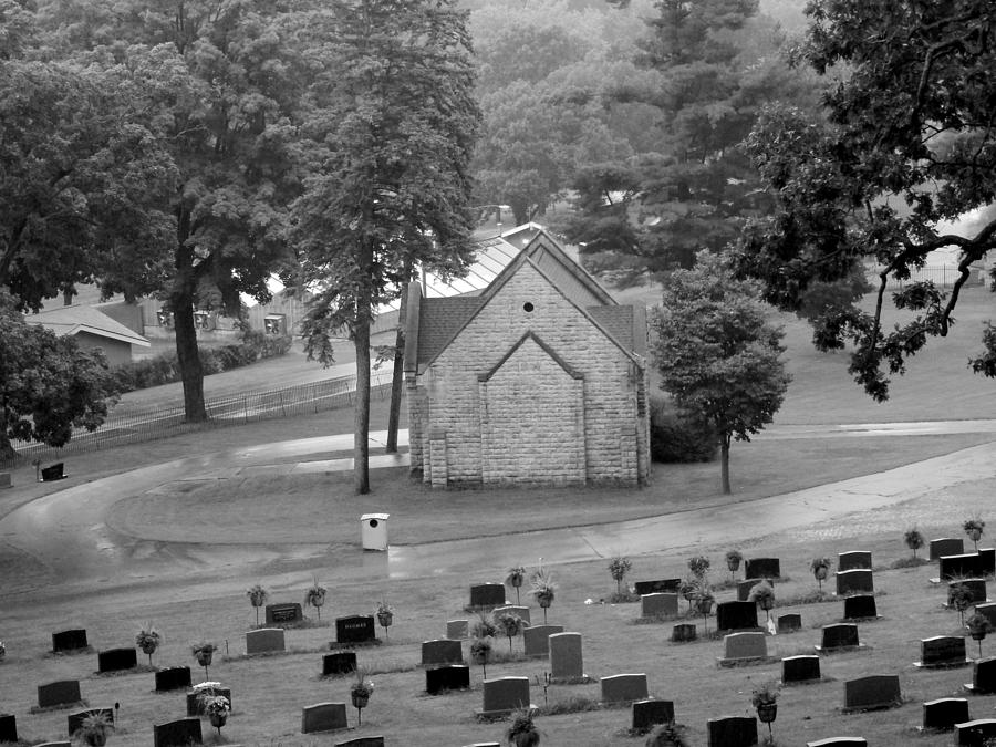 REDUCED Rainy Cemetery Chapel Photograph by Wild Thing