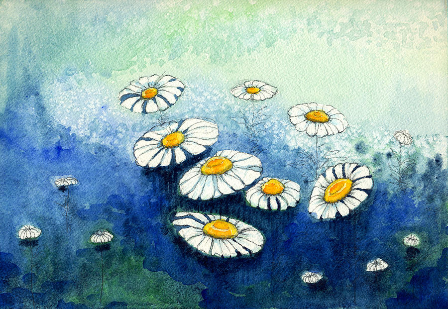 Rainy Daisies Painting by Katherine Miller