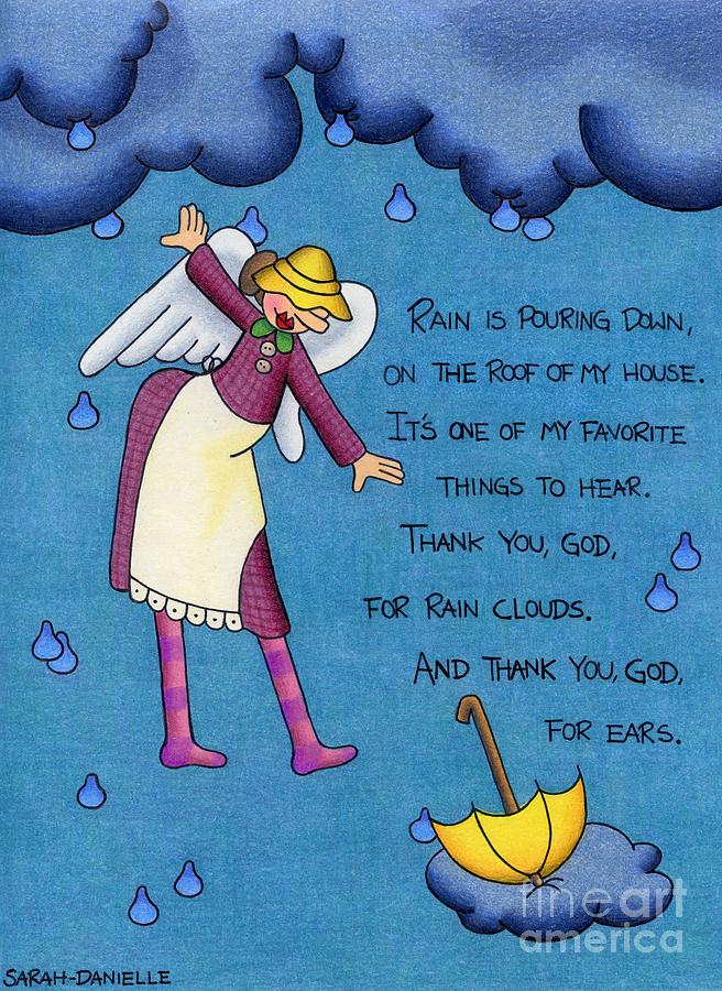 Unique Drawing - Rainy Day Angel by Sarah Batalka