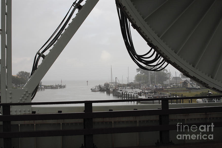 Rainy Day at the Bascule Bridge at Knapps Narrows Bridge on Tilghman Island in Maryland Photograph by William Kuta