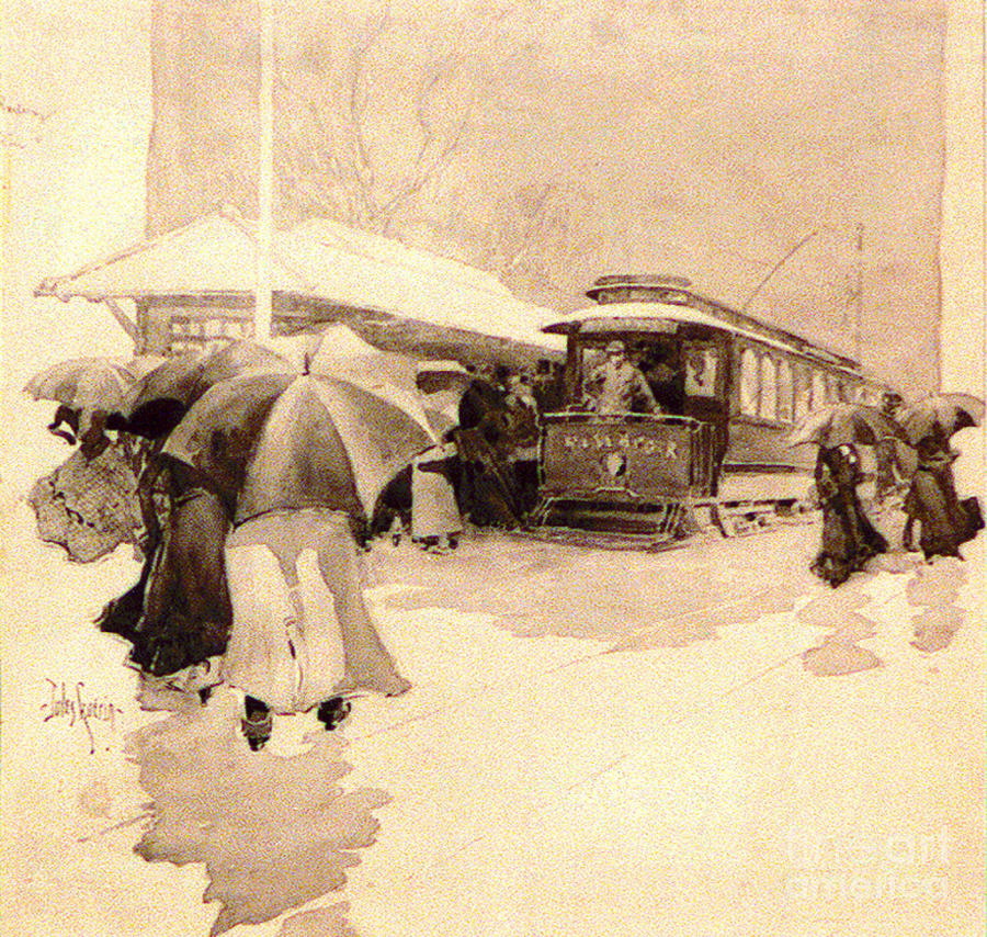 Rainy Day Commute 1906 Photograph by Padre Art