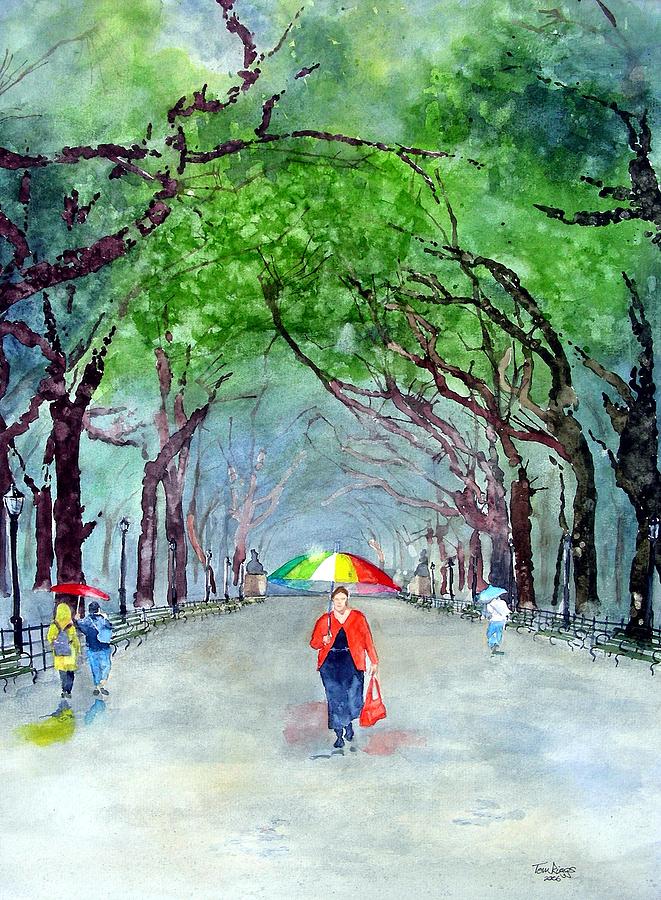 Rainy Day in Central Park Painting by Tom Riggs