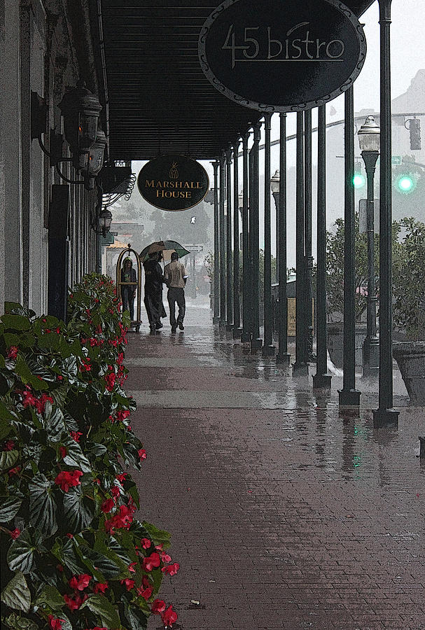 Rainy Day in Savannah - Marshall House Photograph by Suzanne Gaff