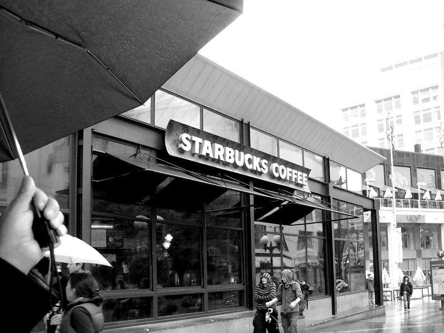 Seattle Photograph - Rainy Day in Seattle BW by Connie Fox