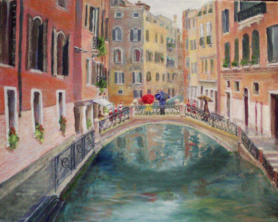Rainy Day in Venice Painting by Harriett Masterson