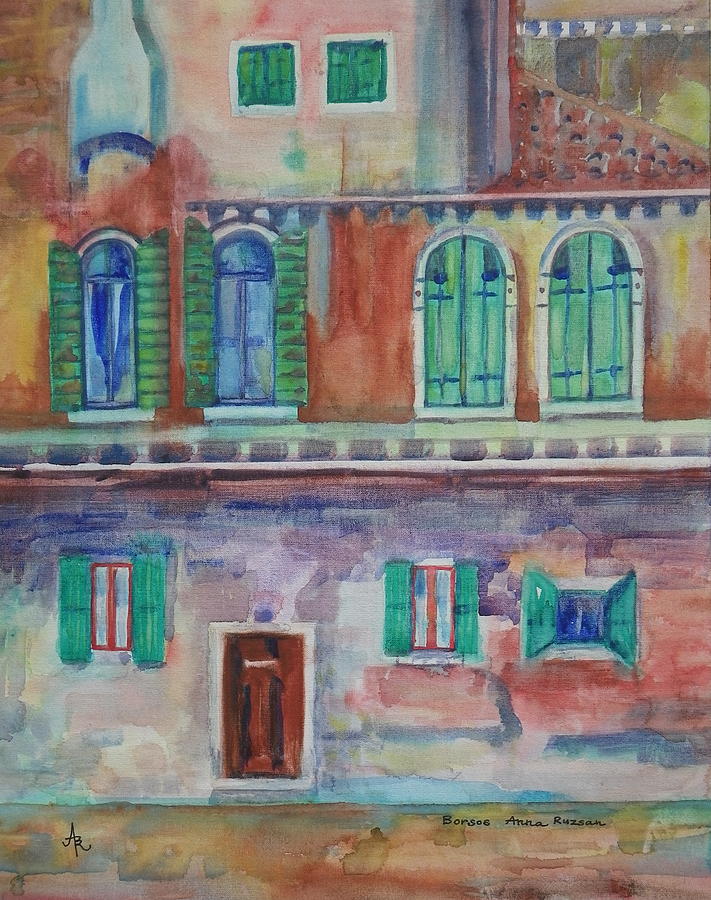Rainy Day in Venice Italy Painting by Anna Ruzsan