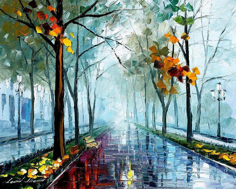 Rainy Day - Palette Knife Oil Painting On Canvas By Leonid Afremov ...