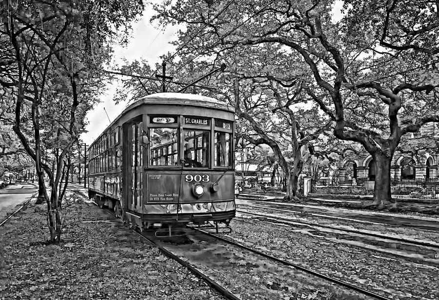 New Orleans Photograph - Rainy Day Ridin monochrome by Steve Harrington