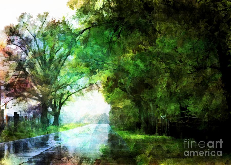 Rainy Day Road - Digital Paint 3 Photograph by Debbie Portwood