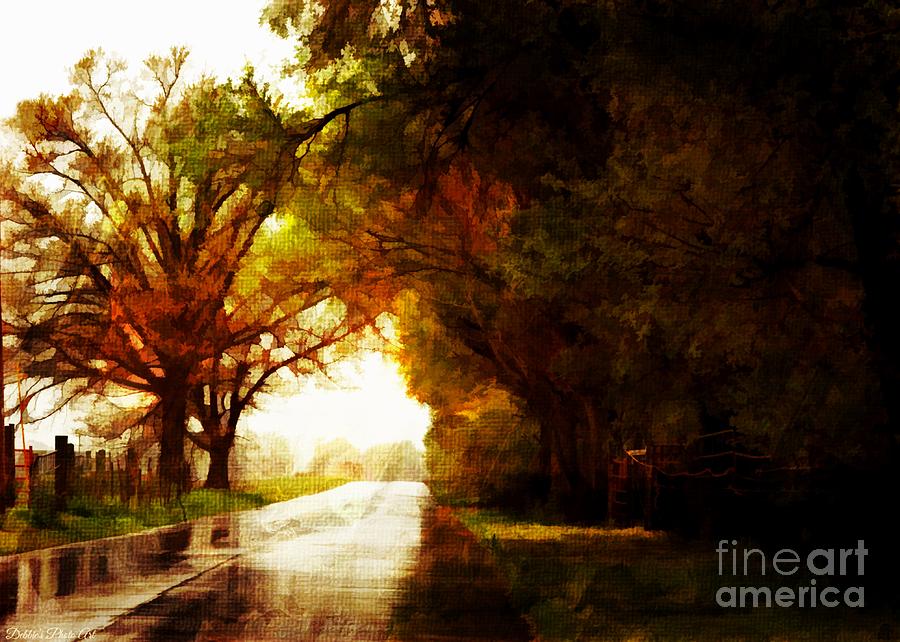 Rainy Day Road - Digital Paint 4 Photograph by Debbie Portwood