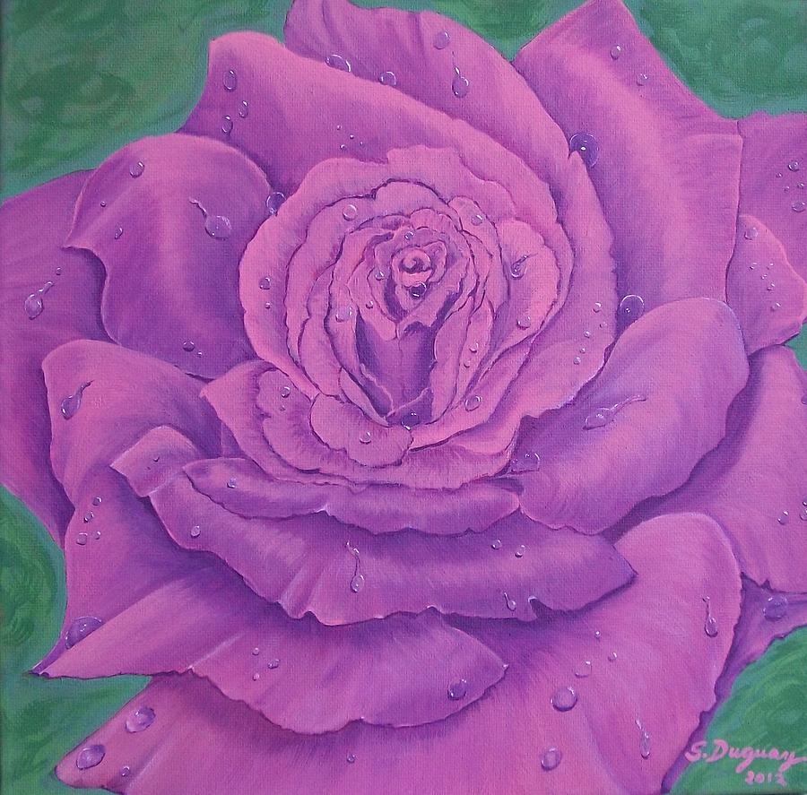 Rainy Day Rose Painting by Sharon Duguay