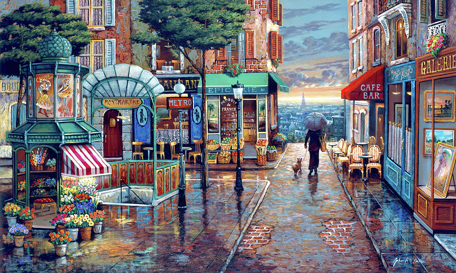 Rainy Day Stroll Painting by MGL Meiklejohn Graphics Licensing