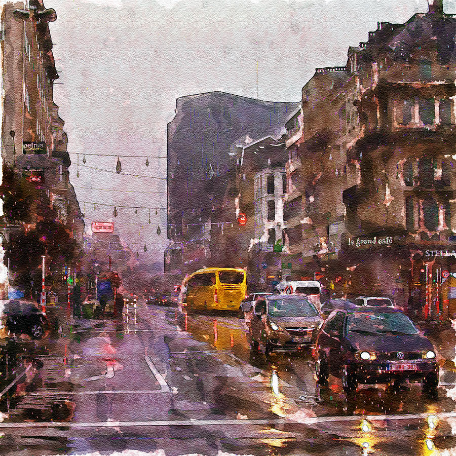 Car Painting - Rainy Day Traffic by Marian Voicu