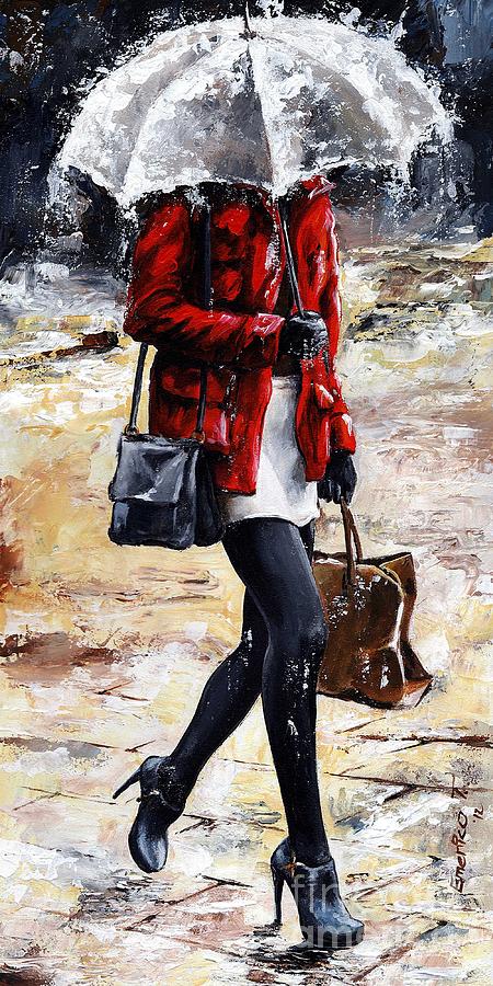 Rainy day - Woman of New York 09 Painting by Emerico Imre Toth
