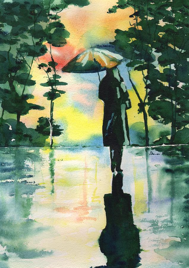 Rainy Evening Painting by Sharon Mick