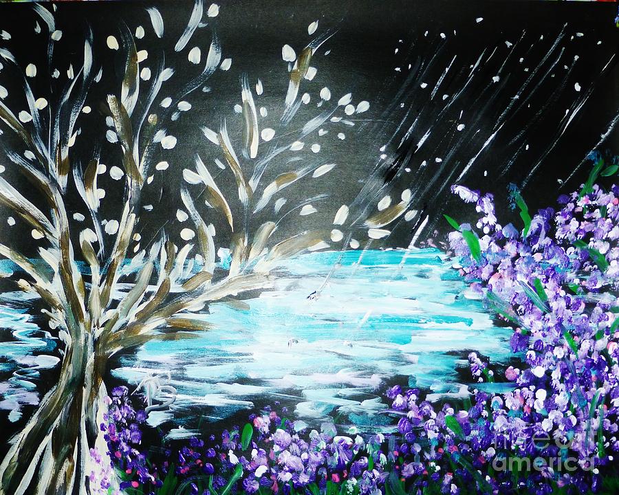 Rainy Night Painting by Marie Bulger - Fine Art America