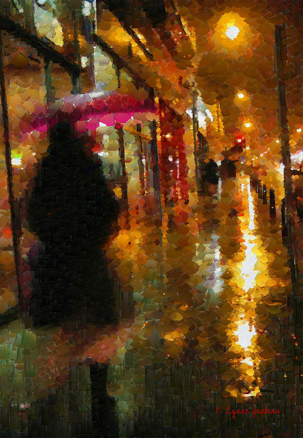 Rainy Night Stroll Painting by Lynne Jenkins