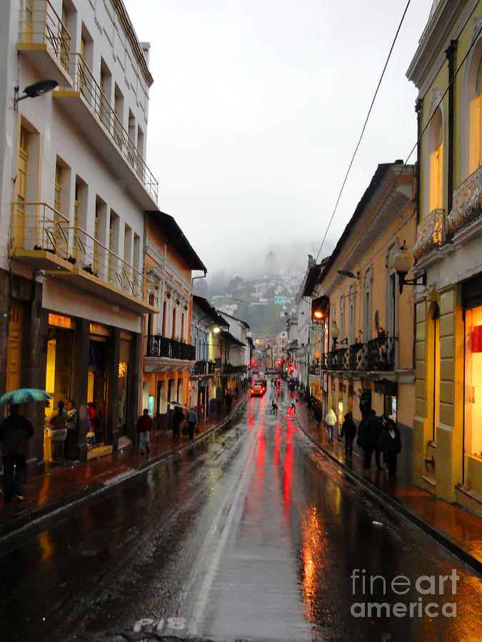 Rainy Quito Street Photograph by Al Bourassa